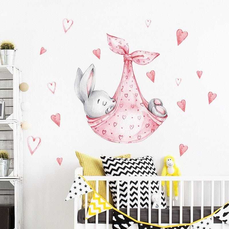ChandeliersDecor.com-Home Decor Decals-Bunny Sleeping in a Swing Wall Sticker
