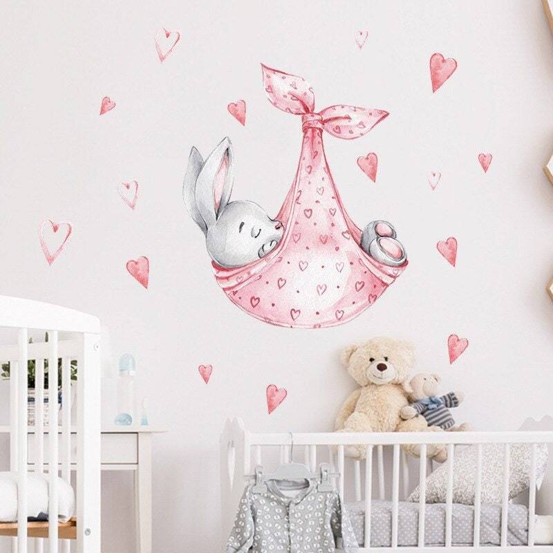 ChandeliersDecor.com-Home Decor Decals-Bunny Sleeping in a Swing Wall Sticker
