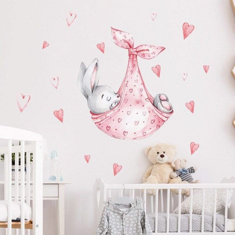 ChandeliersDecor.com-Home Decor Decals-Bunny Sleeping in a Swing Wall Sticker