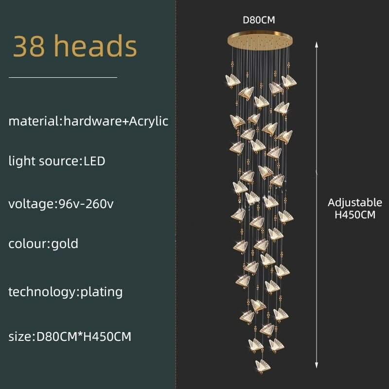 ChandeliersDecor.com-Staircase Chandelier-Butterfly Acrylic Chandelier - Exquisite Lighting Décor
