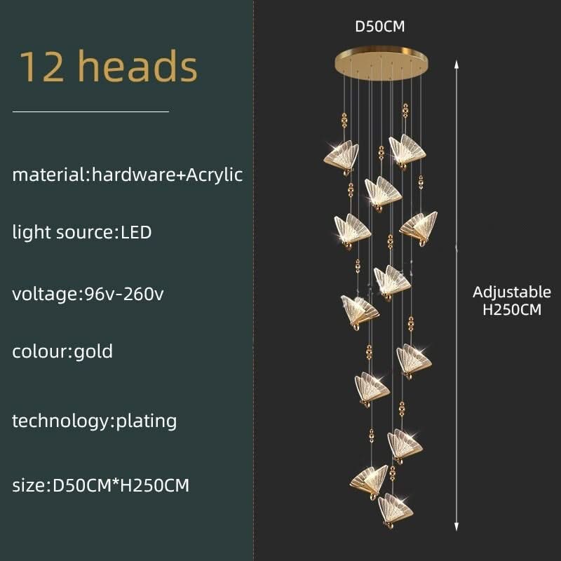 ChandeliersDecor.com-Staircase Chandelier-Butterfly Acrylic Chandelier - Exquisite Lighting Décor