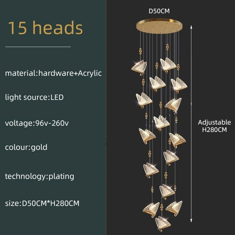 ChandeliersDecor.com-Staircase Chandelier-Butterfly Acrylic Chandelier - Exquisite Lighting Décor