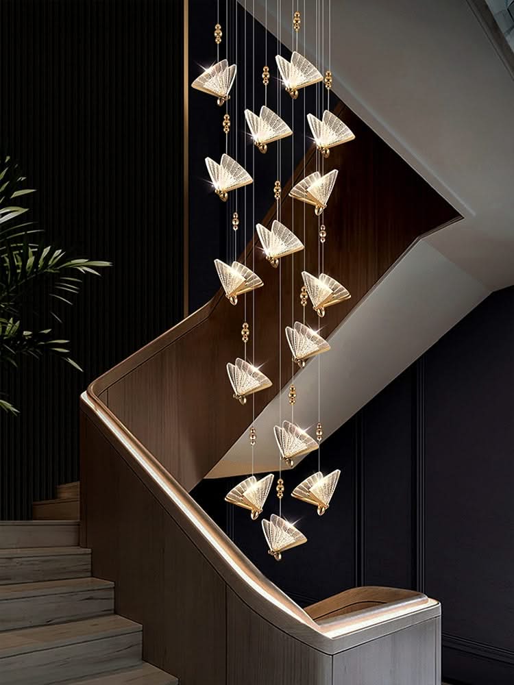ChandeliersDecor.com-Staircase Chandelier-Butterfly Acrylic Chandelier - Exquisite Lighting Décor