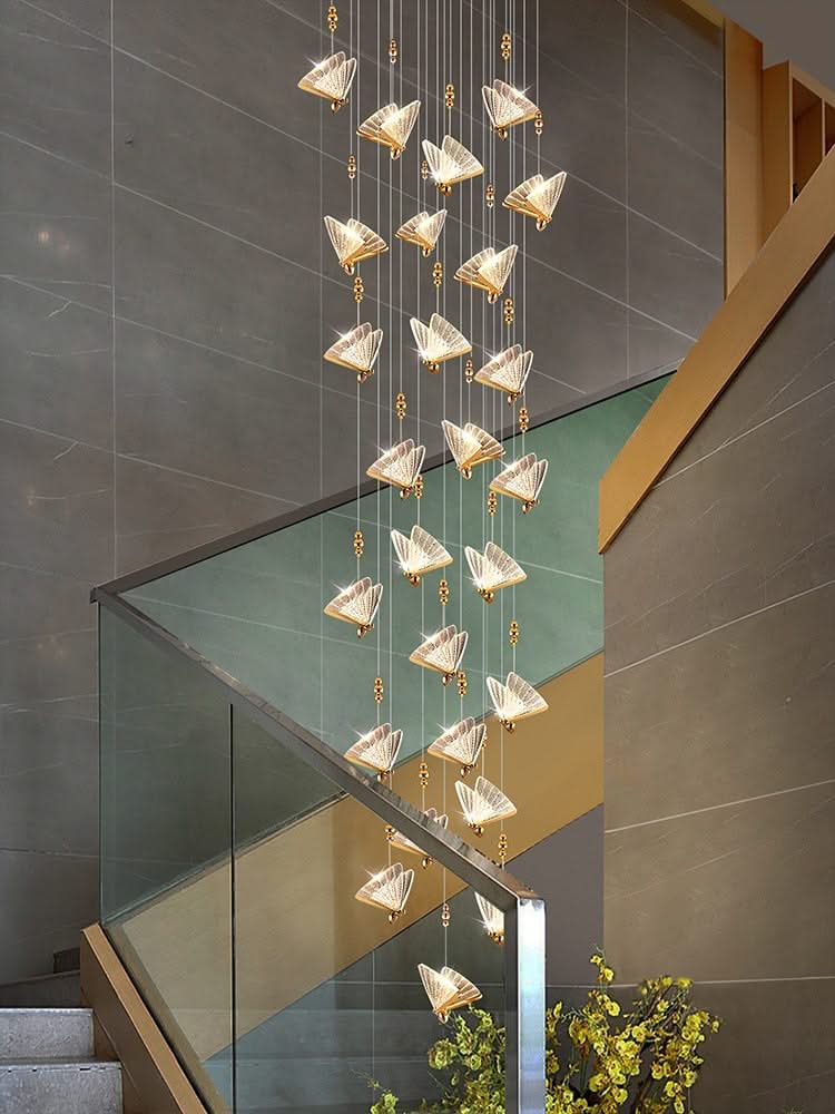ChandeliersDecor.com-Staircase Chandelier-Butterfly Acrylic Chandelier - Exquisite Lighting Décor
