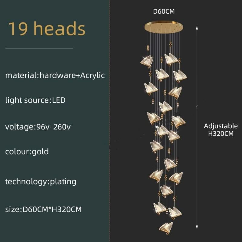 ChandeliersDecor.com-Staircase Chandelier-Butterfly Acrylic Chandelier - Exquisite Lighting Décor
