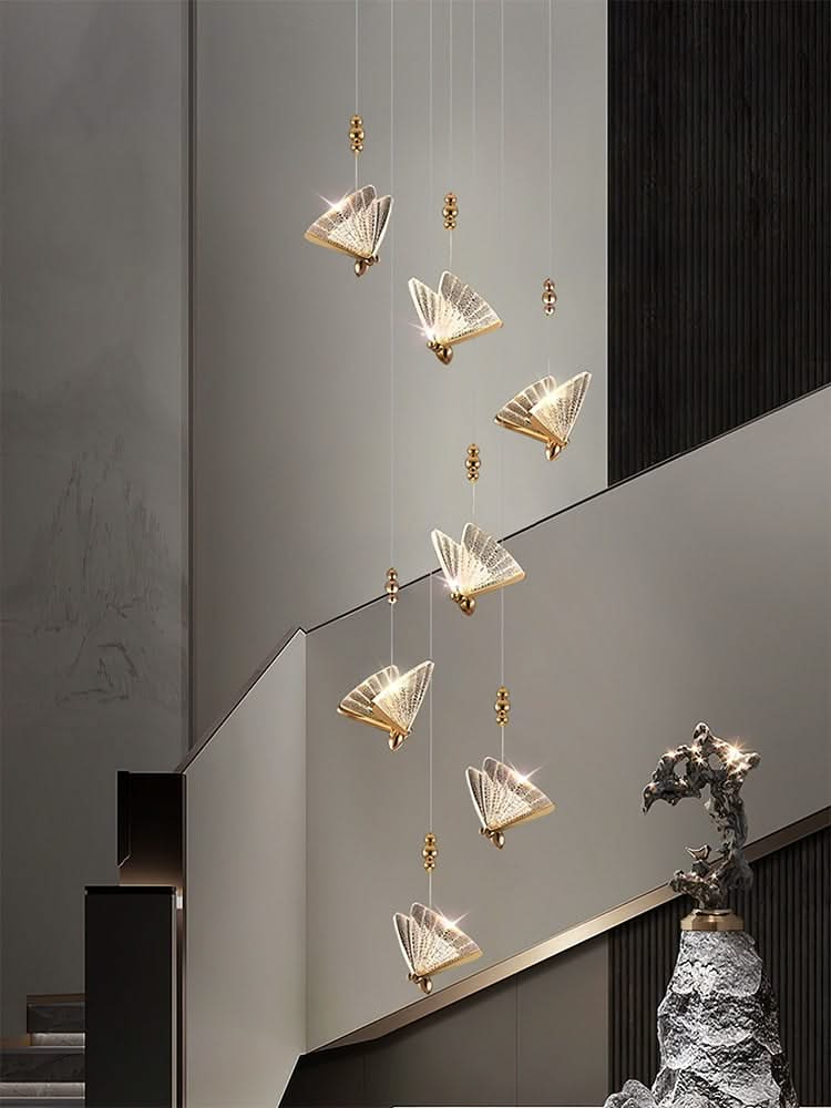 ChandeliersDecor.com-Staircase Chandelier-Butterfly Acrylic Chandelier - Exquisite Lighting Décor