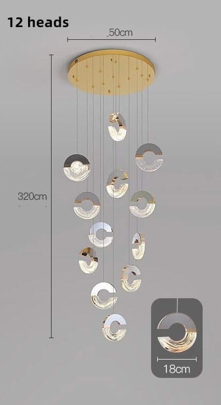 ChandeliersDecor.com-Staircase Chandelier-C-shaped Crystal Chandelier: Elegant Lighting Fixture