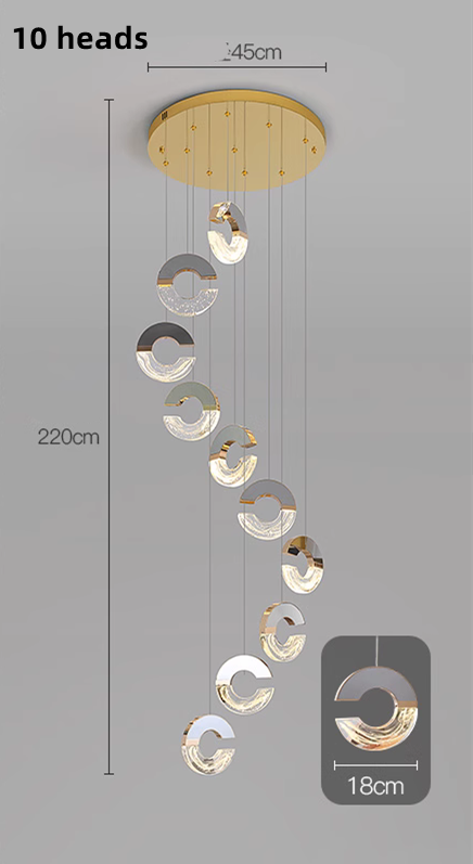 ChandeliersDecor.com-Staircase Chandelier-C-shaped Crystal Chandelier: Elegant Lighting Fixture