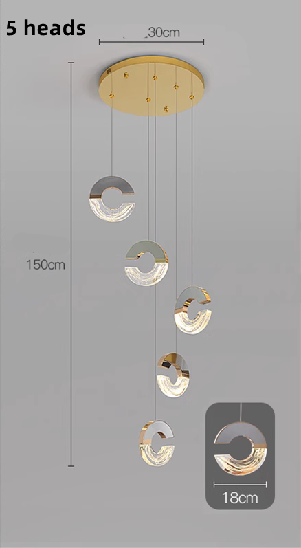 ChandeliersDecor.com-Staircase Chandelier-C-shaped Crystal Chandelier: Elegant Lighting Fixture