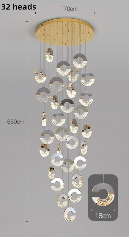 ChandeliersDecor.com-Staircase Chandelier-C-shaped Crystal Chandelier: Elegant Lighting Fixture