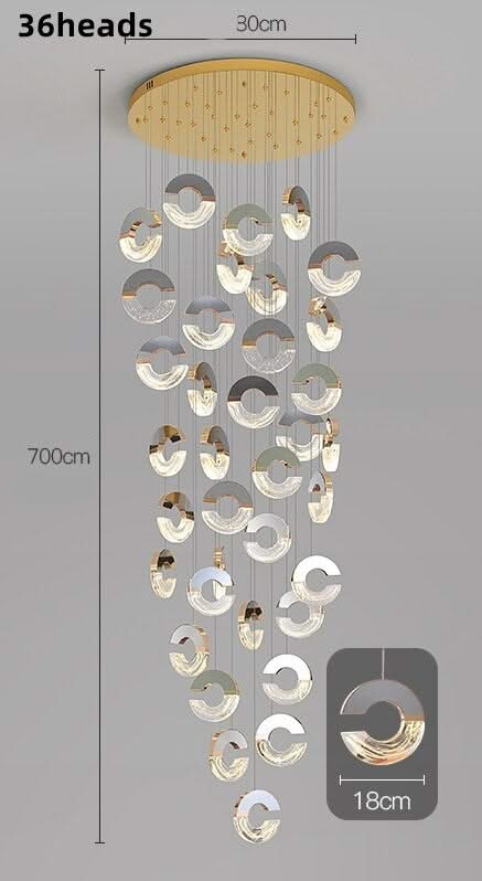 ChandeliersDecor.com-Staircase Chandelier-C-shaped Crystal Chandelier: Elegant Lighting Fixture