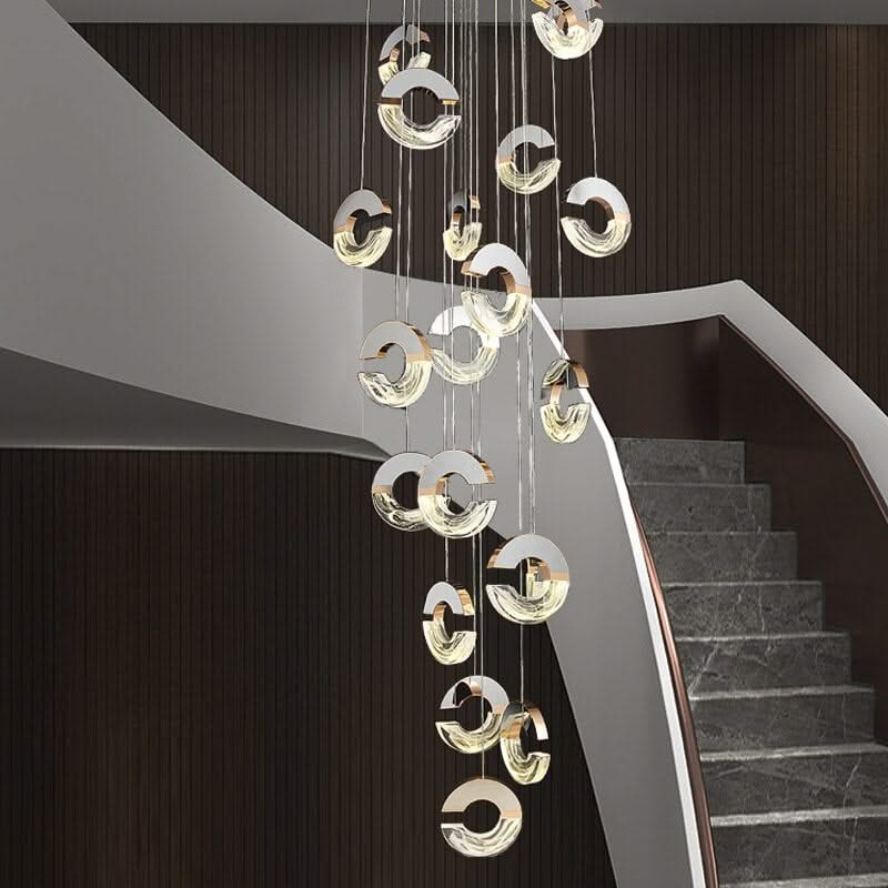 ChandeliersDecor.com-Staircase Chandelier-C-shaped Crystal Chandelier: Elegant Lighting Fixture