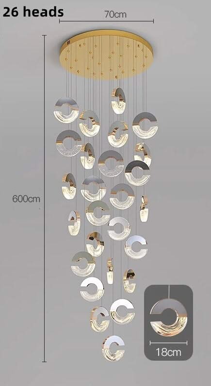 ChandeliersDecor.com-Staircase Chandelier-C-shaped Crystal Chandelier: Elegant Lighting Fixture