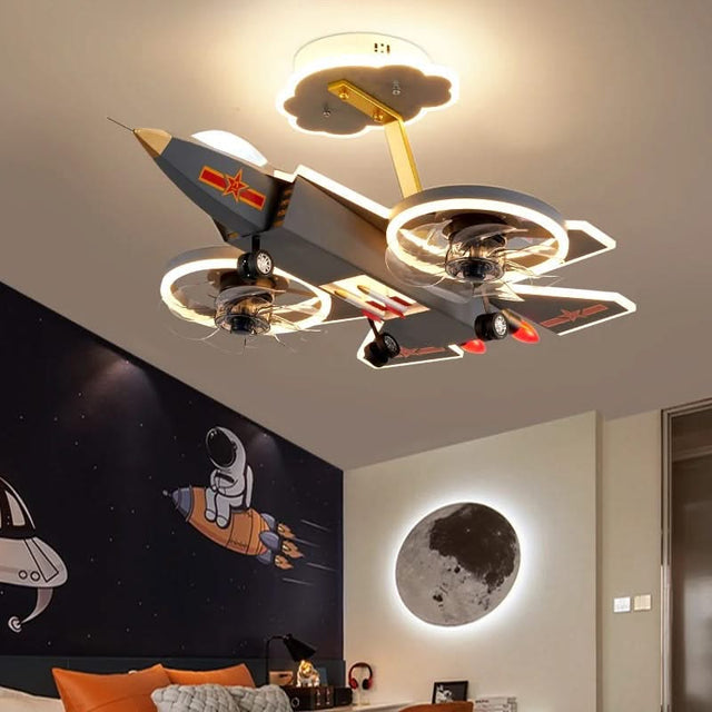 Cargo Airplane Ceiling Light with Fan for Kids Room-ChandeliersDecor.com