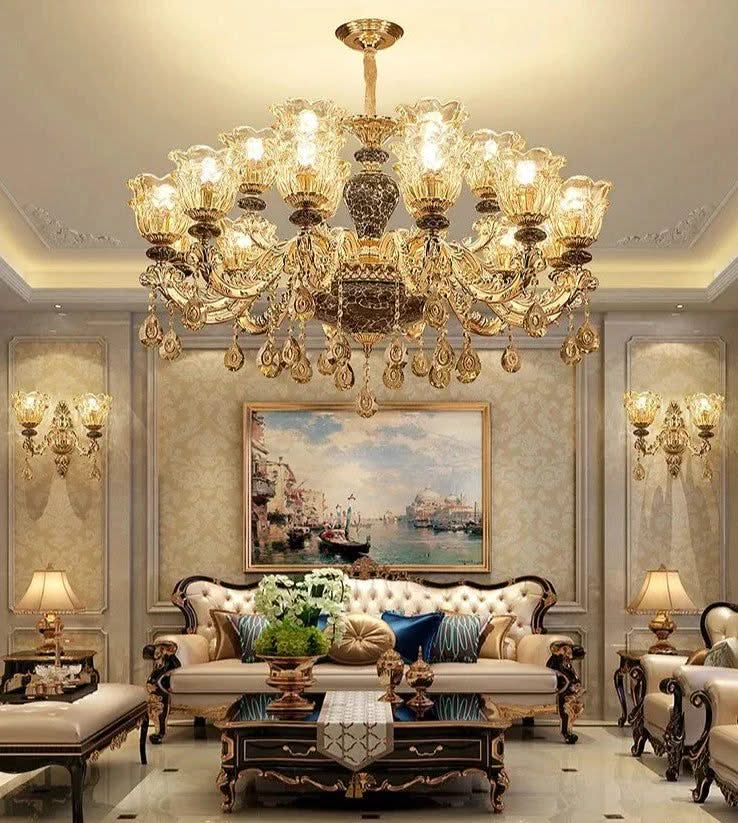 ChandeliersDecor.com-Ceiling Chandelier-Ceramic Crystals Chandelier - Contemporary Elegance with Remote Control