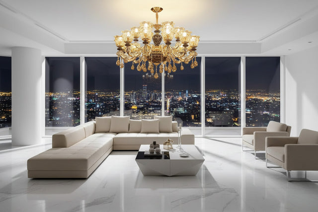 Ceramic Crystals Chandelier - Contemporary Elegance with Remote Control-ChandeliersDecor.com