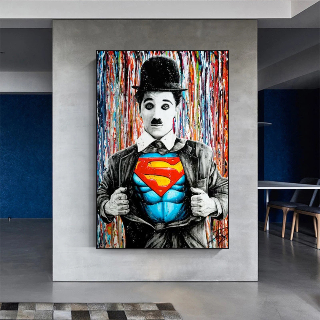 Charlie as Super Man Canvas Wall Art-ChandeliersDecor.com