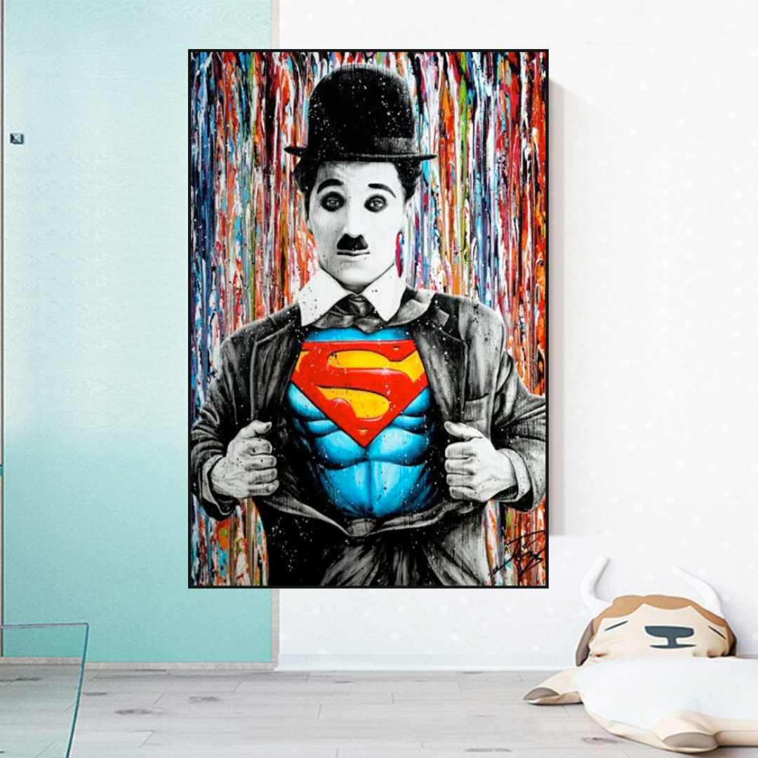 Charlie as Super Man Canvas Wall Art-ChandeliersDecor.com