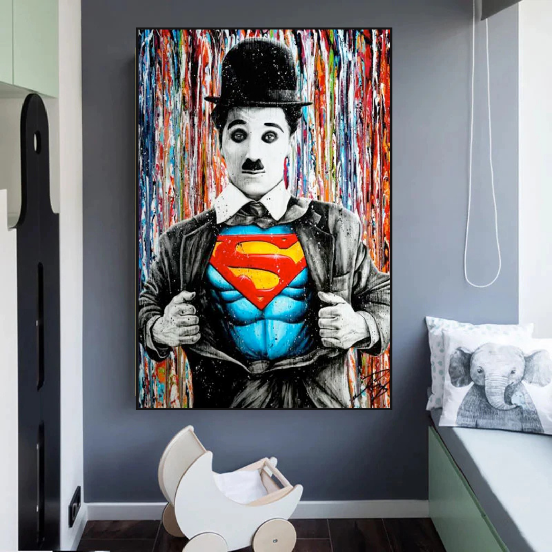 ChandeliersDecor.com-Wall Posters-Charlie as Super Man Canvas Wall Art
