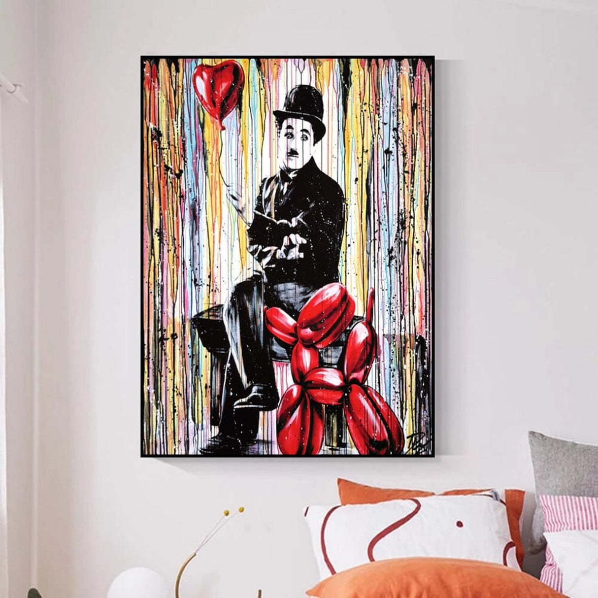 ChandeliersDecor.com-Wall Posters-Charlie Chaplin Balloon Dog Art - Unique & Playful
