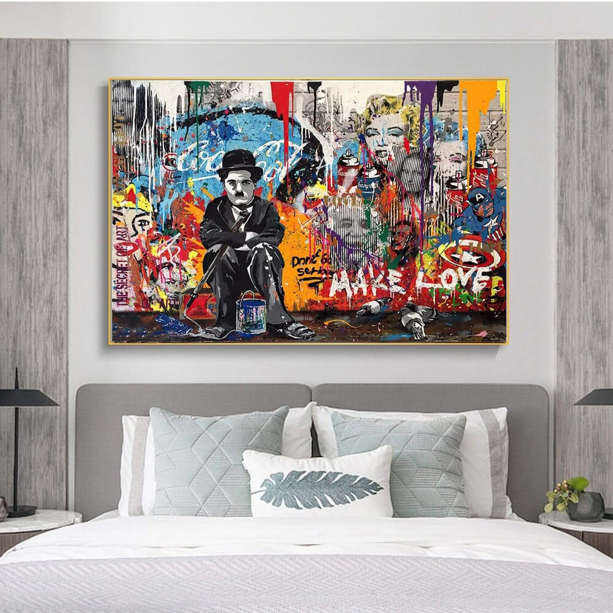 Charlie Chaplin Graffiti Wall Art Canvas Painting Poster-ChandeliersDecor.com