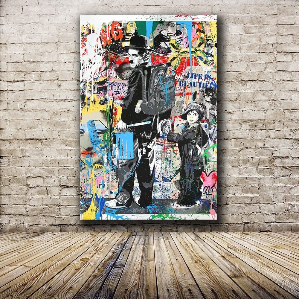 Charlie Chaplin Wall Art Canvas Painting Poster-ChandeliersDecor.com