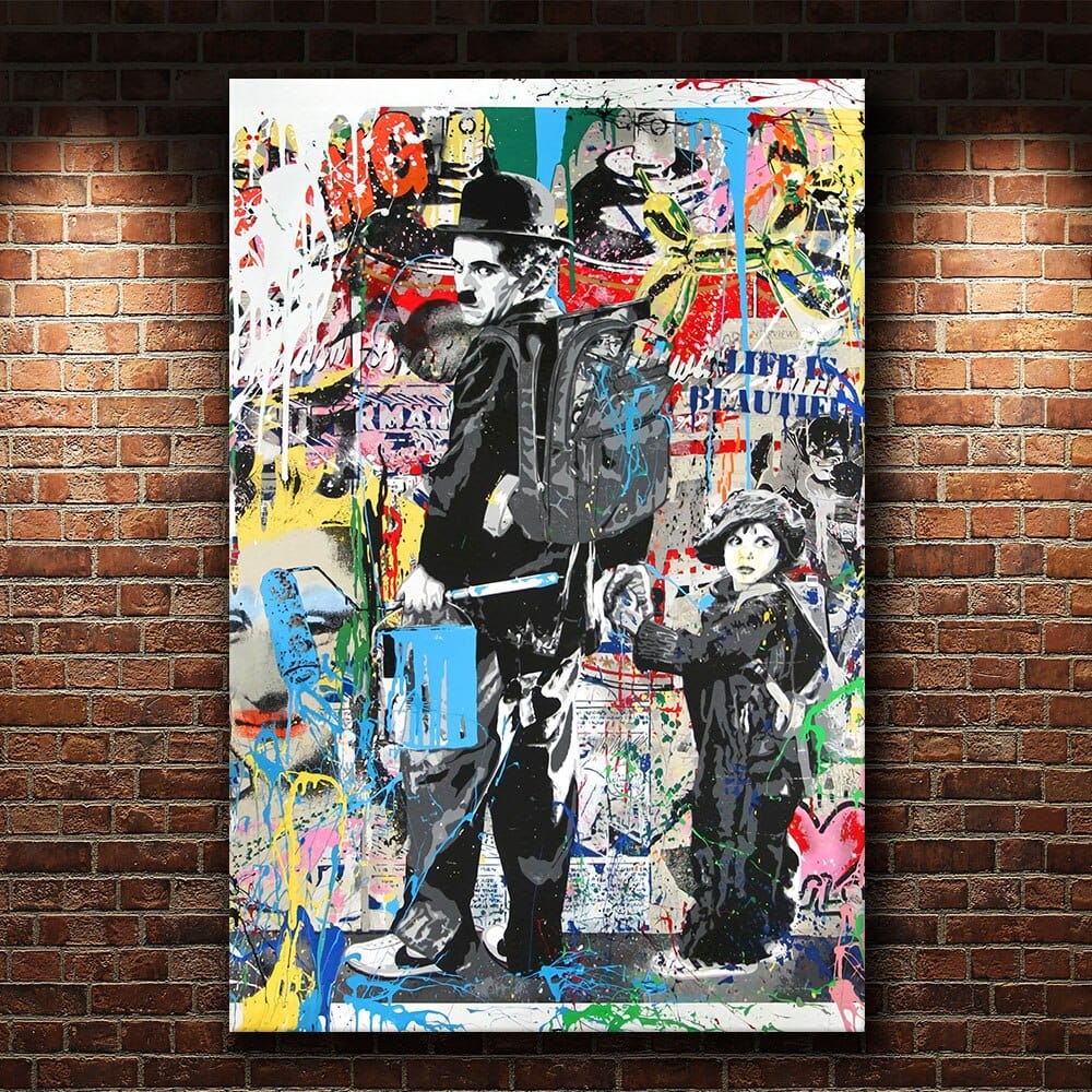 ChandeliersDecor.com-Wall Posters-Charlie Chaplin Wall Art Canvas Painting Poster