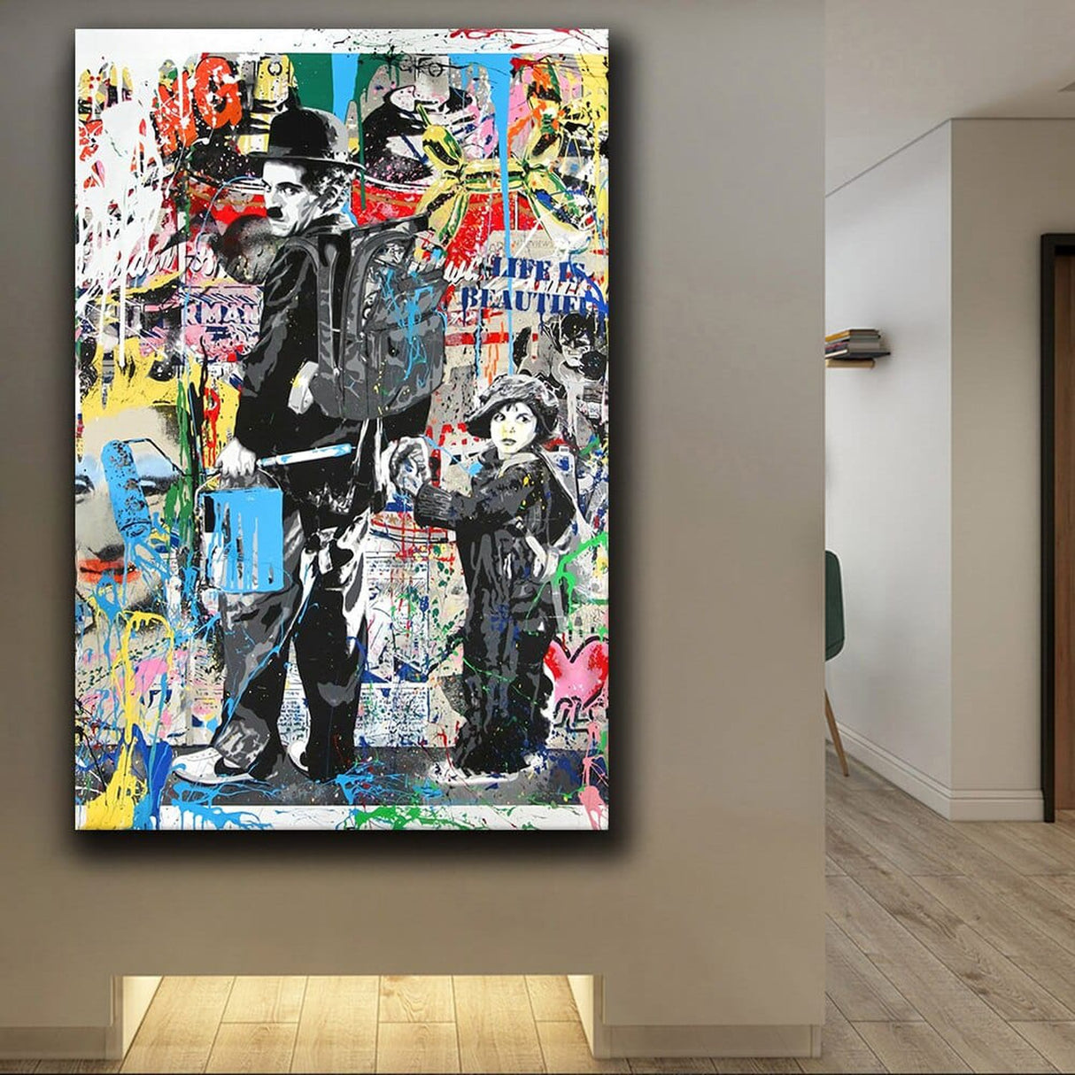 ChandeliersDecor.com-Wall Posters-Charlie Chaplin Wall Art Canvas Painting Poster