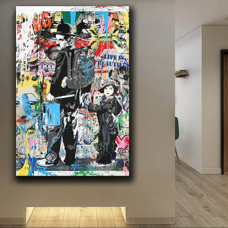 ChandeliersDecor.com-Wall Posters-Charlie Chaplin Wall Art Canvas Painting Poster