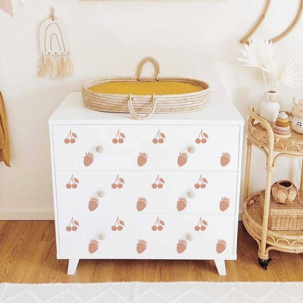 ChandeliersDecor.com-Kids Nursery Bohemian Wall Decals-Cherry Carrots Pattern Wall Sticker - Adhesive Decals