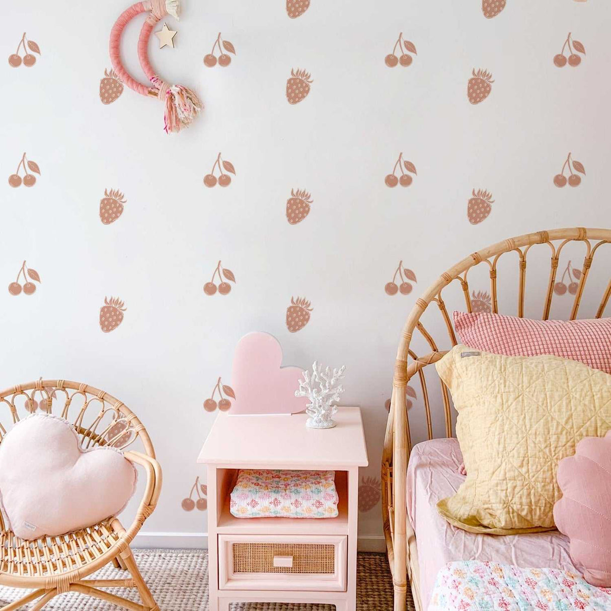 ChandeliersDecor.com-Kids Nursery Bohemian Wall Decals-Cherry Carrots Pattern Wall Sticker - Adhesive Decals