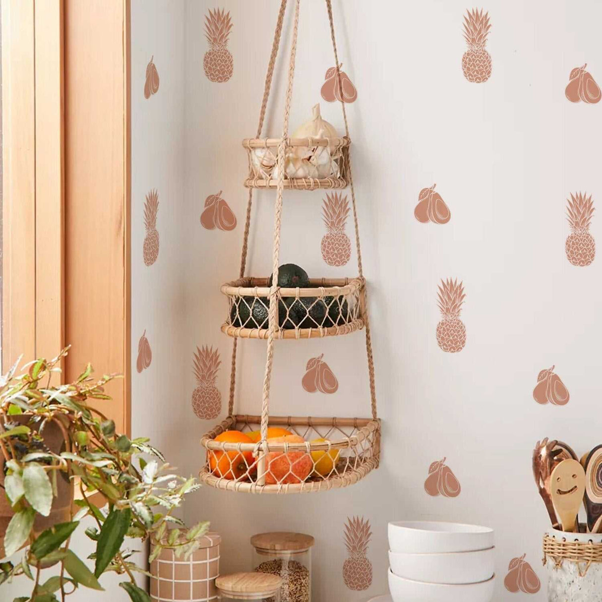 ChandeliersDecor.com-Kids Nursery Bohemian Wall Decals-Chic Pink Pineapple Wall Decal - Transform Your Space