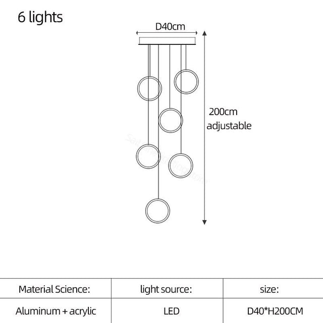 ChandeliersDecor.com-Staircase Chandelier-Circle Mingle LED Chandelier Light