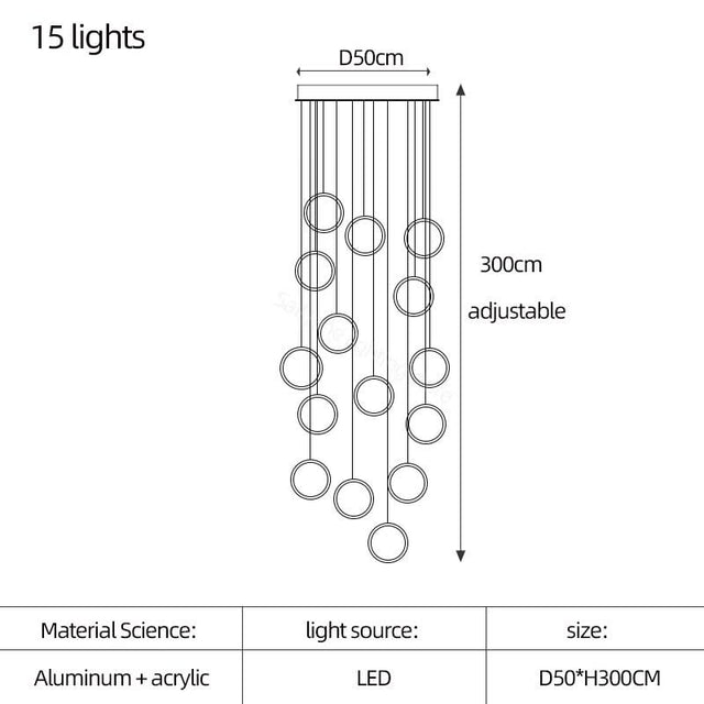ChandeliersDecor.com-Staircase Chandelier-Circle Mingle LED Chandelier Light