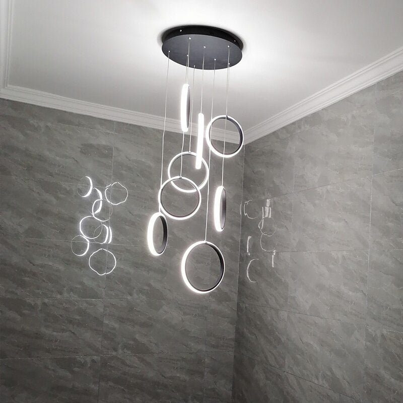 ChandeliersDecor.com-Staircase Chandelier-Circle Mingle LED Chandelier Light