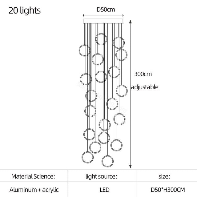 ChandeliersDecor.com-Staircase Chandelier-Circle Mingle LED Chandelier Light