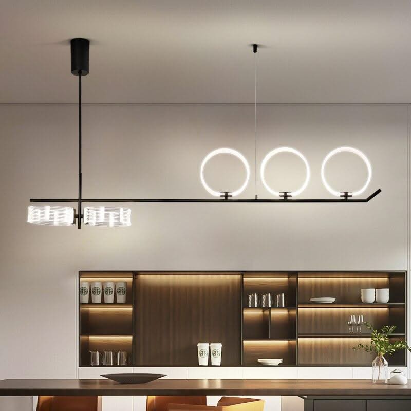 ChandeliersDecor.com-Kitchen Island-Circular Rings Kitchen Lightings: Stylish Fixtures