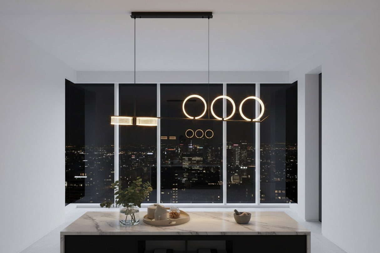 ChandeliersDecor.com-Kitchen Island-Circular Rings Kitchen Lightings: Stylish Fixtures