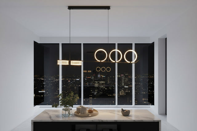 ChandeliersDecor.com-Kitchen Island-Circular Rings Kitchen Lightings: Stylish Fixtures