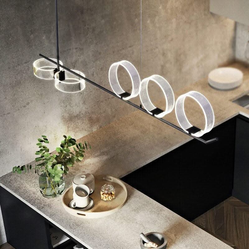 ChandeliersDecor.com-Kitchen Island-Circular Rings Kitchen Lightings: Stylish Fixtures