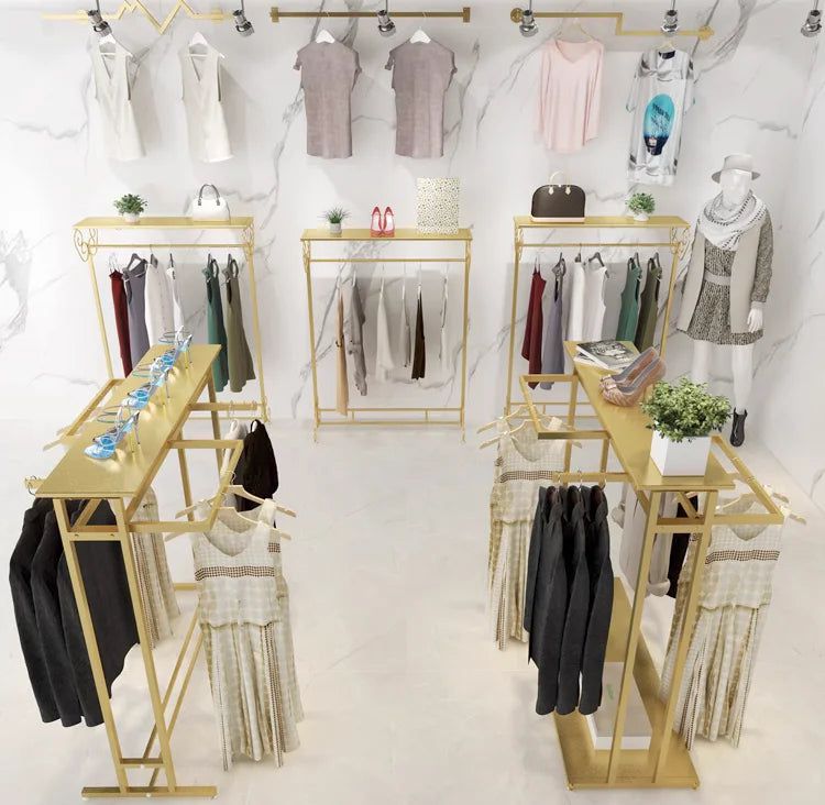 ChandeliersDecor.com-Drying Racks & Hangers-Clothing Display Floor Mounted Double Shelfs