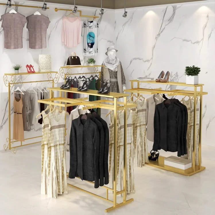 Clothing Display Floor Mounted Double Shelfs-ChandeliersDecor.com