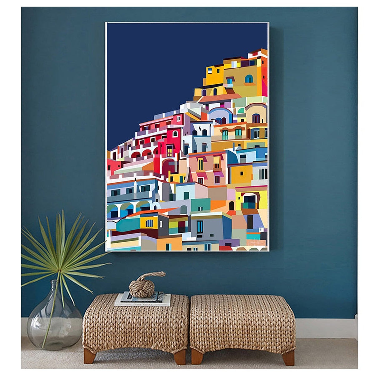 ChandeliersDecor.com-Wall Posters-Colourful Architecture art Amalfi Coast Positano Italy Canvas Wall Art