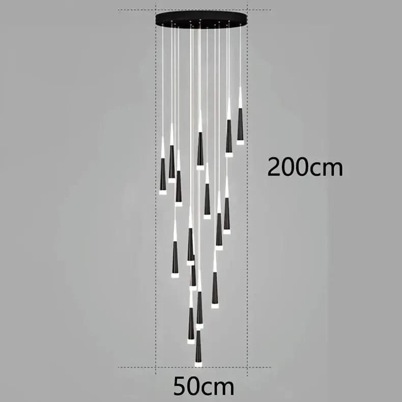 ChandeliersDecor.com-Staircase Chandelier-Cone Tubes Staircase Chandelier: Exquisite Illumination