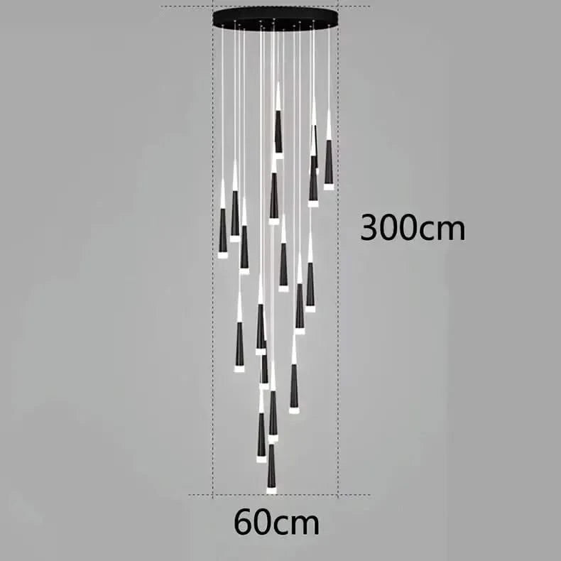 ChandeliersDecor.com-Staircase Chandelier-Cone Tubes Staircase Chandelier: Exquisite Illumination