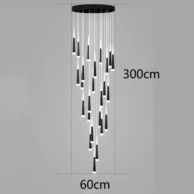 ChandeliersDecor.com-Staircase Chandelier-Cone Tubes Staircase Chandelier: Exquisite Illumination