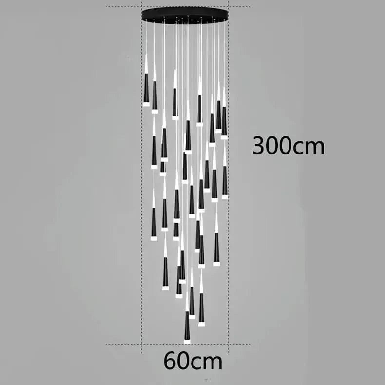 ChandeliersDecor.com-Staircase Chandelier-Cone Tubes Staircase Chandelier: Exquisite Illumination