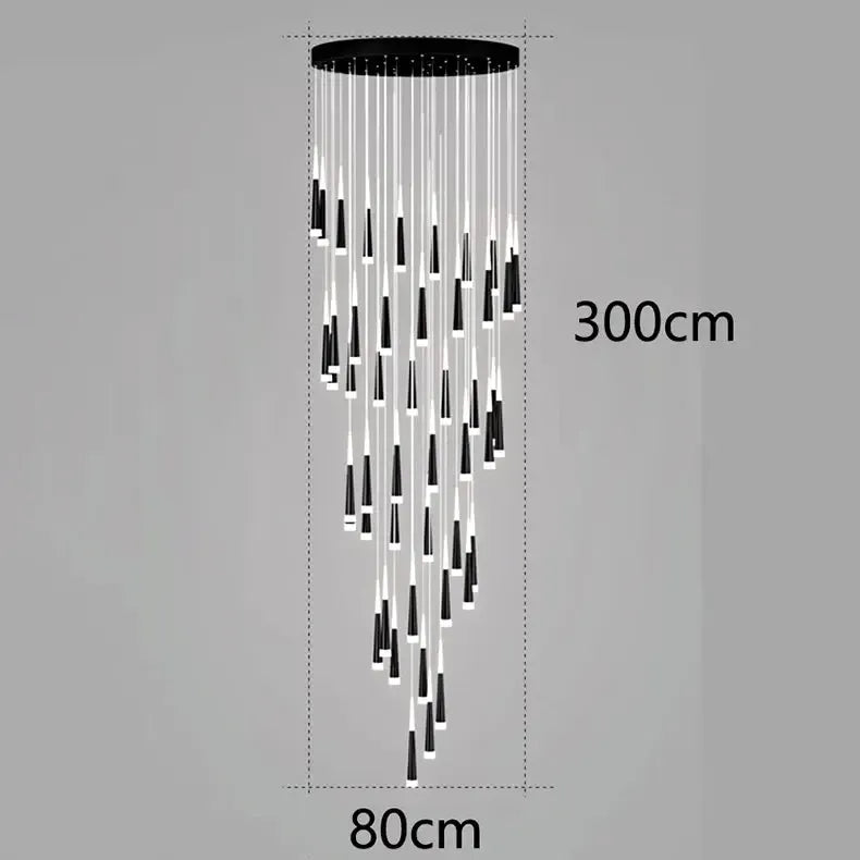ChandeliersDecor.com-Staircase Chandelier-Cone Tubes Staircase Chandelier: Exquisite Illumination