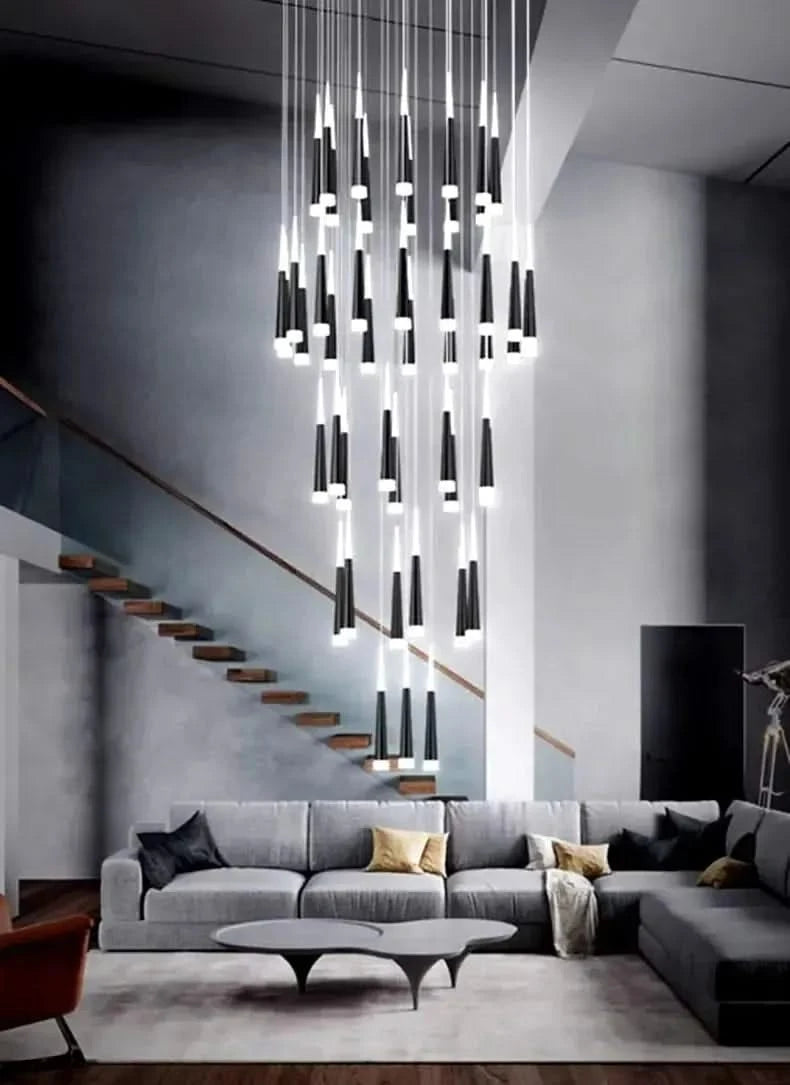ChandeliersDecor.com-Staircase Chandelier-Cone Tubes Staircase Chandelier: Exquisite Illumination