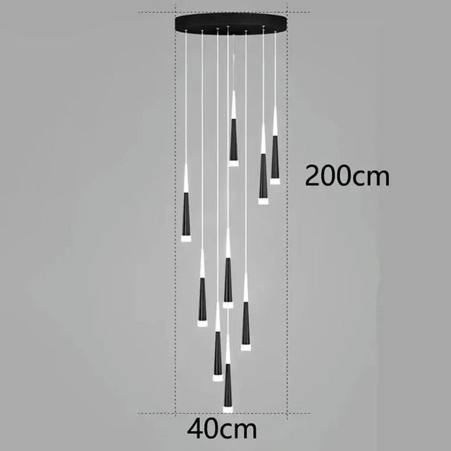 ChandeliersDecor.com-Staircase Chandelier-Cone Tubes Staircase Chandelier: Exquisite Illumination